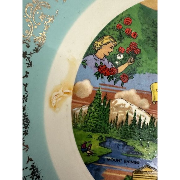 Homer Laughlin 1969 Fascinating Washington State Plate 10” Collectible USA - Picture 3 of 9